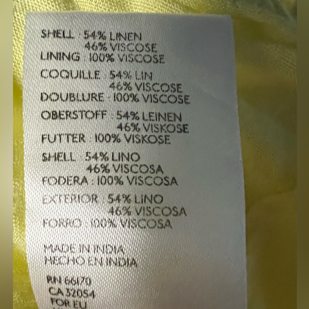 Anthro Somerset Linen Maxi Dress Butter Yellow Smocked Tiered Lined - Picture 5 of 5
